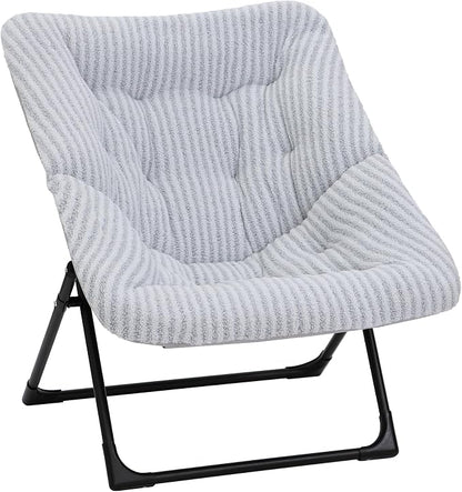 Comfy Saucer Chair for Adults, Soft Faux Fur Bedroom Chair, Accent Dorm Chairs by MordchilHF