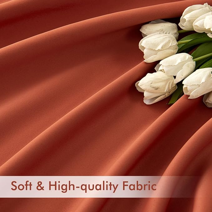 MIULEE Fall Burnt Orange Back Tab Blackout Curtains 52"x102" Length 2 Panel | - Image 6