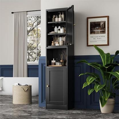 YAUWOH 2-Door Metal Storage Cabinet, Tall Slim Pantry Organizer - Image 2