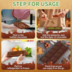 Dubai Chocolate Mold 2 Pack,0.79 Inch Deep Large and Thick Silicone Chocolate Bar Molds and scraper for Stuffed Bar,Big Chocolate Candy Bar Mold for Filling Knafeh Pistachio Kit