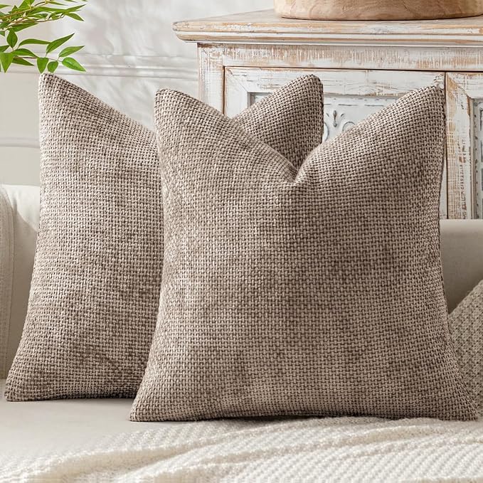 MIULEE Decorative Light Khaki Euro Sham Pillow Covers 24x24 Inch 2 Pack | by MIULEE