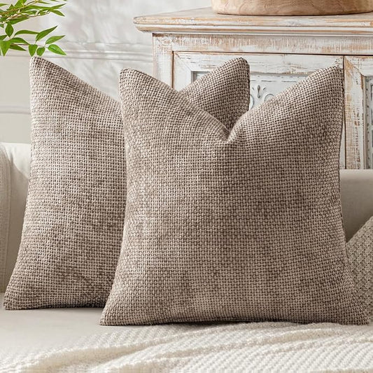 MIULEE Decorative Couch Throw Pillow Covers 18x18 Inch Light Khaki 2 Pack | by MIULEE