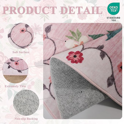 DUKINO 6x9 Area Rugs, Floral Washable Rug - Image 5