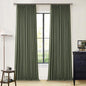 Olive Green Blackout Linen Curtains 108 Inches Long Pinch Pleated | 100% Black by Twodrapes