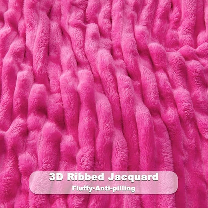 NEWCOSPLAY Fleece Ribbed Cozy Queen Blanket - Image 5