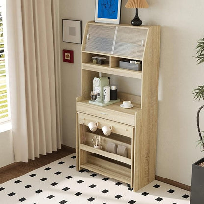 HRVEOCEI Folding Dining Tables for Small Spaces, Buffet Cabinet - Image 2