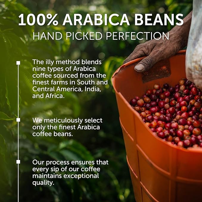 Illy Whole Bean Coffee, Brasile Cerrado Mineiro Medium Roast - Notes of Caramel and Dried Fruit - 100% Arabica - Whole Beans - Pressurized Packaging Sealed for Freshness - 8.8oz can (Pack of 6)
