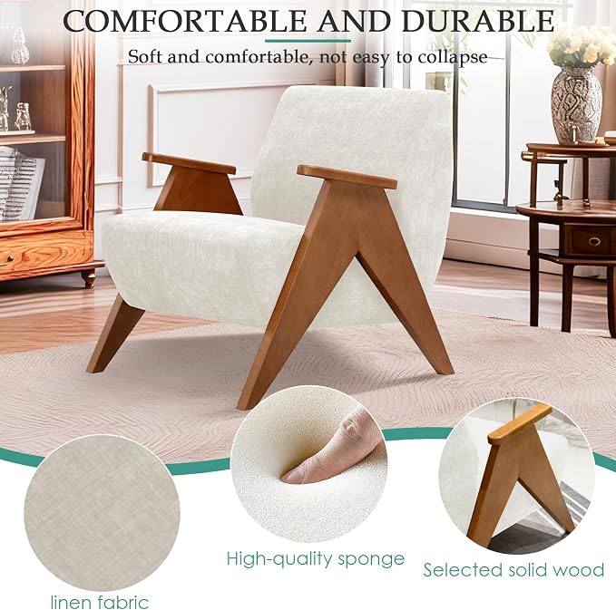 2 Pcs Home Accent Chair Mid Century Modern Accent Chair - Image 3