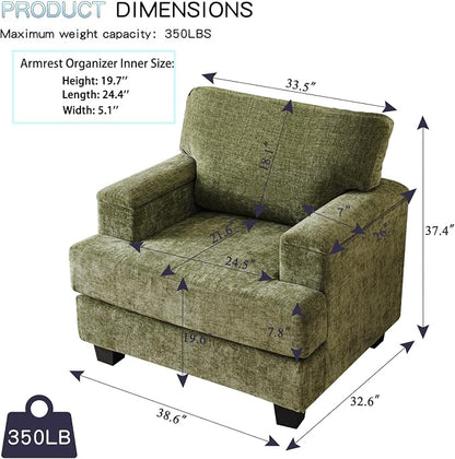 Oversized Living Room Chairs Set of 2, Comfy Accent Chair - Image 2