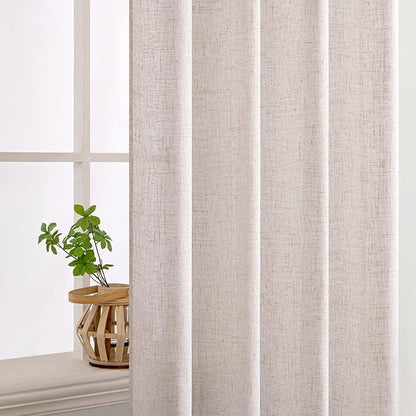 MIULEE Natural White Linen Curtains 34x48 Inch Neutral Cream Ivory 2 Panels | - Image 5