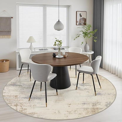 Round Area Rug Living Room: 6 ft Modern Washable Indoor Carpet | - Image 4
