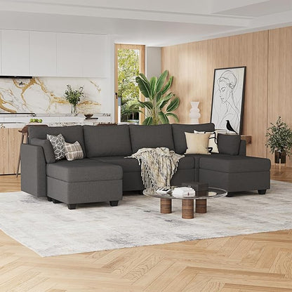Huatean Home 114.17" Modular Sectional Sofa, 6 Seat Modular Couch - Image 7