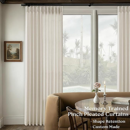 Greige Linen 102 Inch Curtains 72 Inch Wide Privacy Pinch Pleated | Light - Image 7