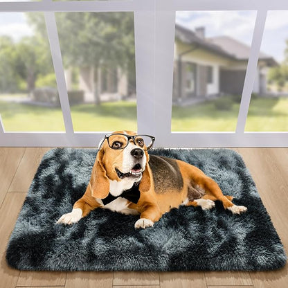 2x3 Tie-Dyed Black and Grey Fluffy Area Rug Non-Slip - Image 7