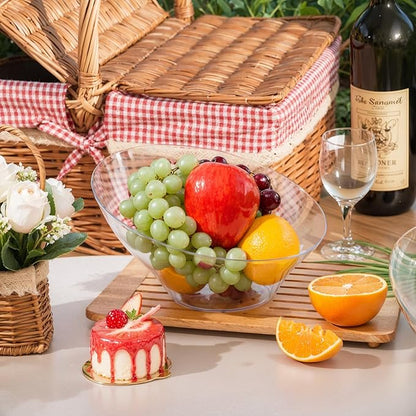 bUCLA 54 OZ Clear Plastic Serving Bowls (12 Pack) - Angled Serving Bowls Disposable for Chip&Candy - Party Table Salad and Fruit