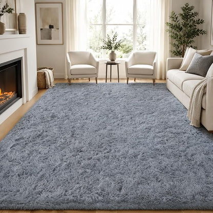PLHXFR 9x12 Area Rugs Living Room: Fluffy Bedroom Rug Shag Carpet Grey | by PLHXFRSoftAreaRugs