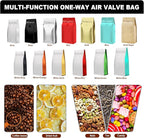 Coffee Bags with Valve(60pcs,8 oz,1/2 lb) Vented Coffee Beans Packaging Bags High Barrier Aluminumed Foil Flat Bottom Heat Sealed Side Zipper Resealable Storage Bag for Home or Business (White+Gray）