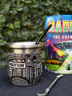 MADFLOW Yerba Mate Cup. Stainless Steel Mate Cup with 2 Bombillas. Double Wall Vacuum Insulated Yerba Mate Gourd. Unique Mate Cup And Bombilla Set
