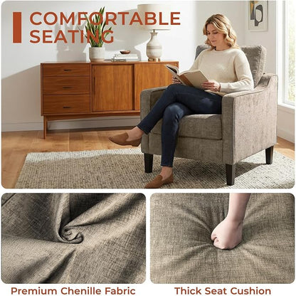 TLSUNNY Mid-Century Accent Chair, Modern Upholstered Chenille Armchair & Padded - Image 3