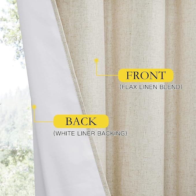 NICETOWN Natural Linen Curtains 45" Long - Image 6