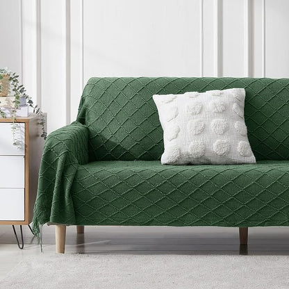 BOURINA Green Throw Blanket 50 x90 Inches Throw Textured Solid Soft Sofa Throw - Image 2