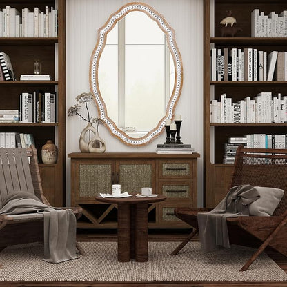 24x35 Inch Wooden Oval Mirror for Bathroom Over Sink, Rustic Farmhouse - Image 6