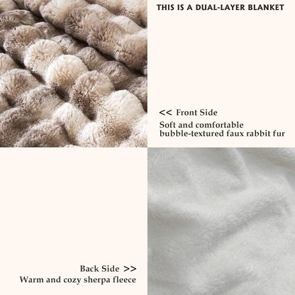50x60 Inches Ultra-Soft Fuzzy Faux Fur Plush Throw Blanket - Image 3