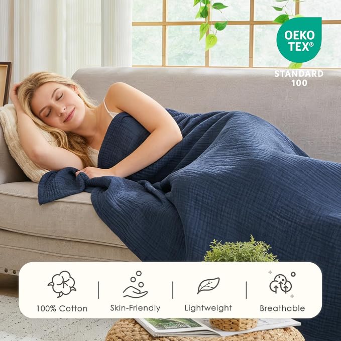 EMME Cotton Muslin Throw Blanket 4 Layer - Image 5