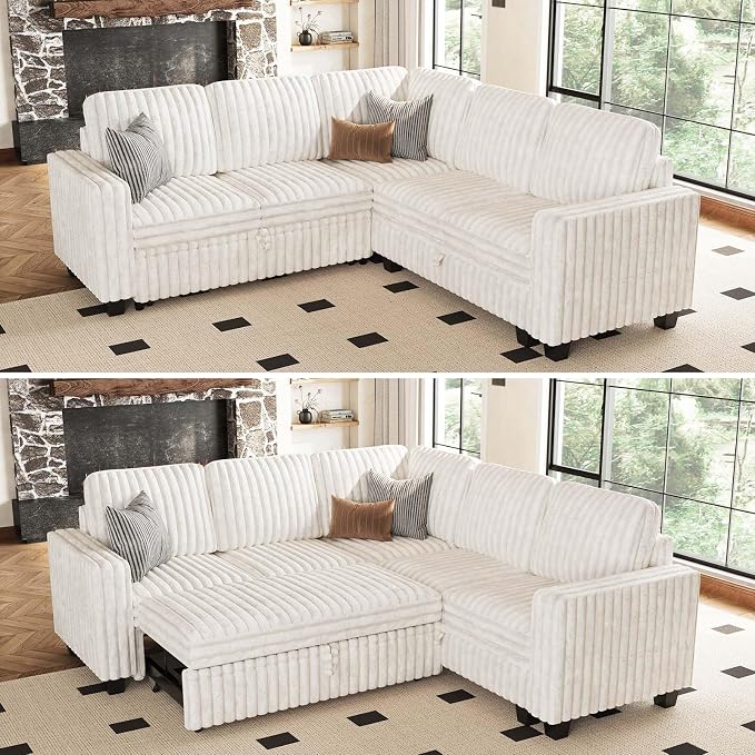 Belffin Corduroy Sectional Sleeper Sofa - Image 6