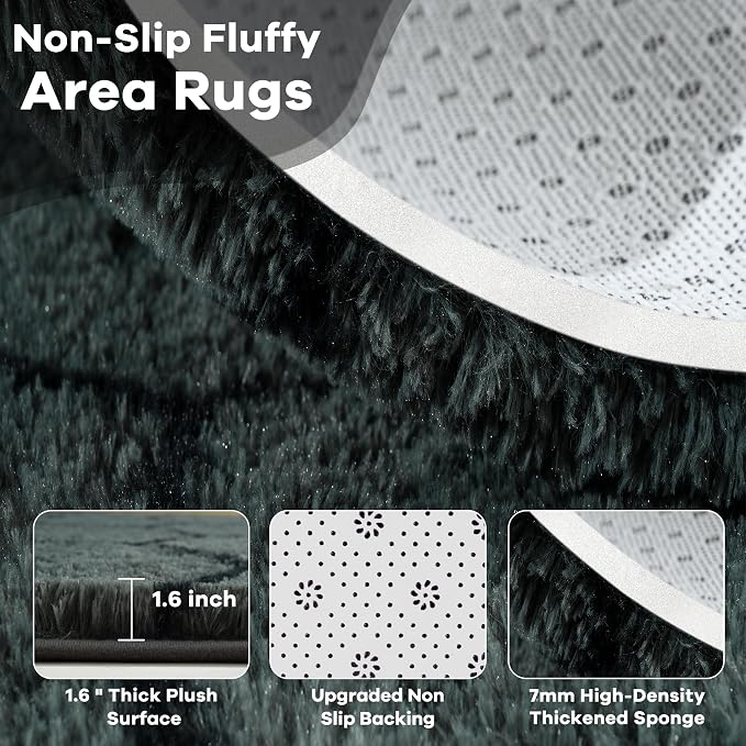 Noahas 4x6 Dark Grey Fluffy Soft Area Rug Non-Slip - Image 4