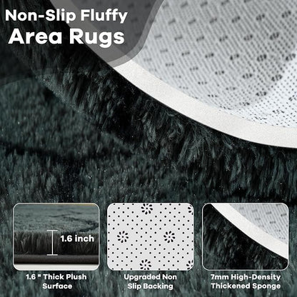 6x9 Large Dark Grey Fluffy Soft Area Rug Non-Slip - Image 5