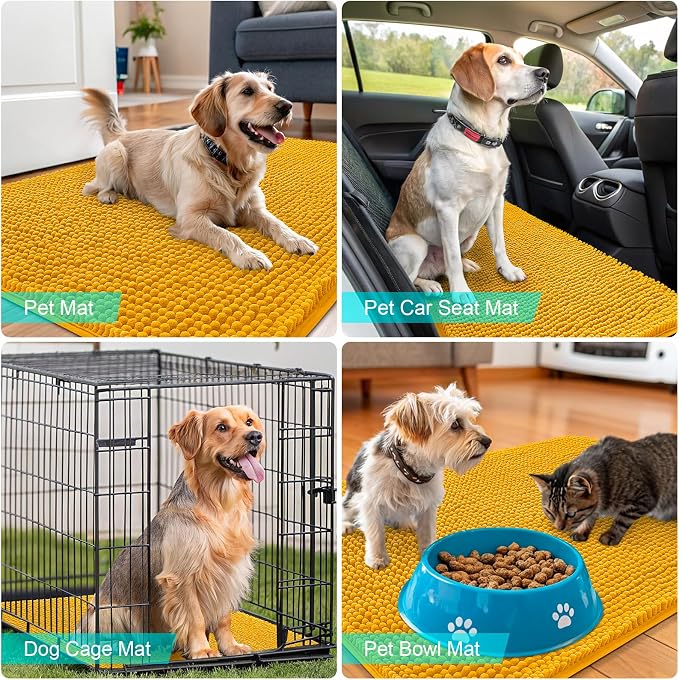 OLANLY Dog Door Mat for Muddy Paws 59x32, Super Absorbent Chenille Mud Mat | - Image 7