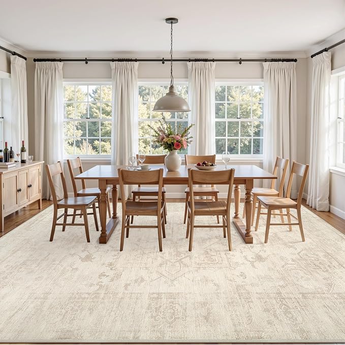 4x6 Area Rugs Living Room: Bedroom Washable Carpet Beige/Brown | Large Vintage - Image 9