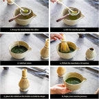 Matcha Set - Match Bowl with Spout and Whisk, 14 OZ, Matcha Scoop, Matcha Whisk and Holder, Matcha Sifter - 5pc Perfect Matcha Kit for Matcha Tea Ceremony (Mottled vintage)