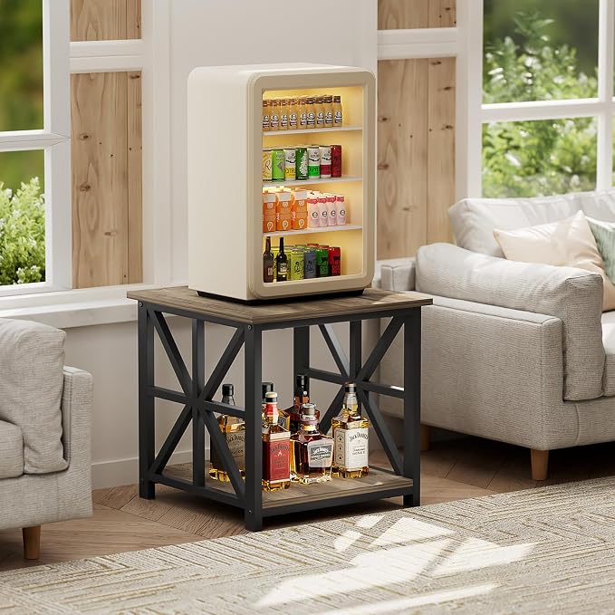 GreenForest End Table with 2-Tier Storage Shelf, 19.7 inch Side Table - Image 6