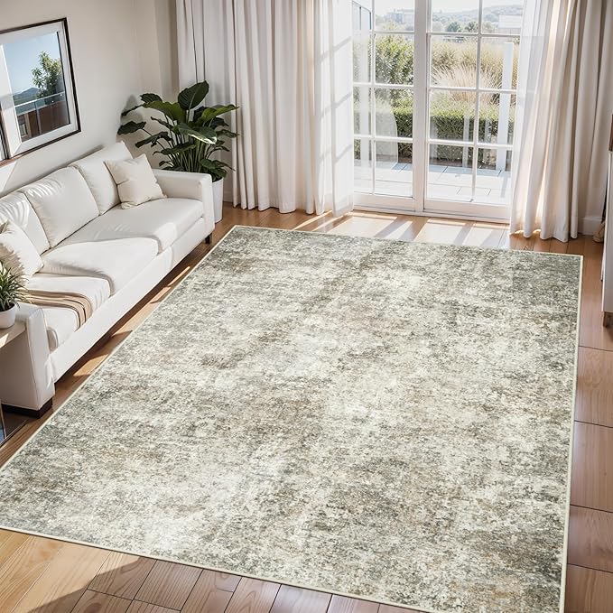 6x9 Area Rugs for Living Room Washable Bedroom Dining Room Beige Brown | Modern by Aelenmu