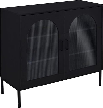 Coaster Home Furnishings Jess 2-Door Arched Fluted Glass Accent Cabinet Black by CoasterFineFurniture