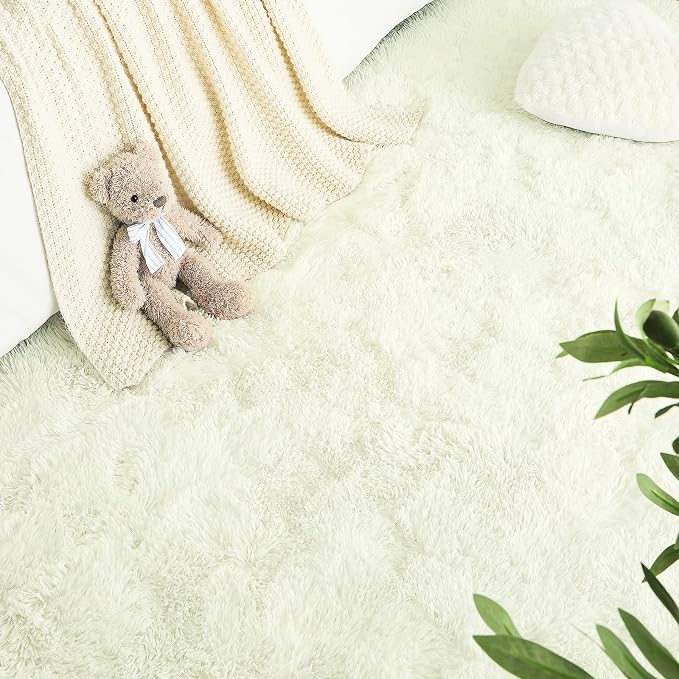 LOCHAS 2x3 Area Rugs Cream Fluffy Living Room Carpets - Image 5