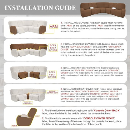 100% Waterproof Sectional Recliner Couch Covers - Image 7