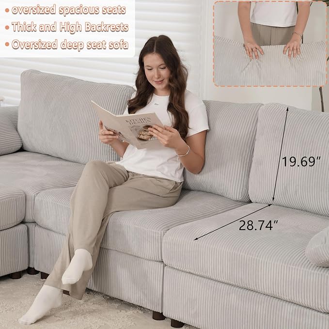 EASE MOOSE Comfty 2 Seat Couch, FSC Certified Modern Deep Seat Sectional Modular - Image 5