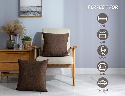 Stellhome Linen Throw Pillow Covers 20 x 20 inch Square Farmhouse Fall - Image 3