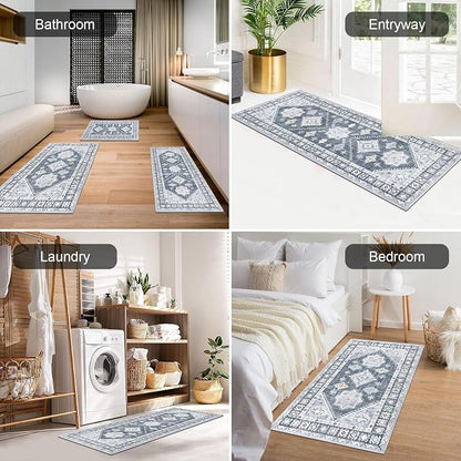 HEBE Boho Kitchen Rugs Set of 3, Non Slip Washable Kitchen Mats - Image 5