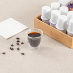Restaurantware-Forma Professional 2.7 Ounce Double Wall Shot Glasses, 2 Insulated Espresso Cups - Dishwashable, Reusable, Clear Glass Coffee Cups, Freezable, For Hot Or Cold Beverages