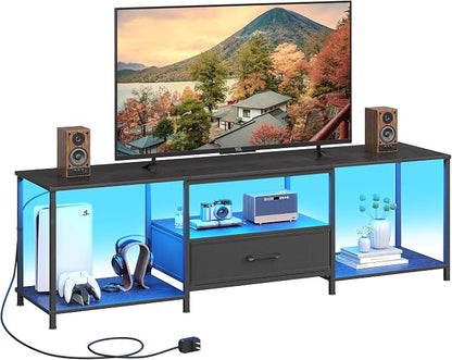 JARHETUN TV Stand with LED Lights, Entertainment Center with Open Shelves and by JARHETUN