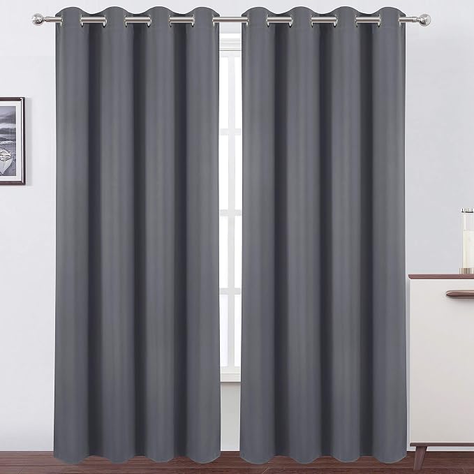 Grey Thermal Blackout Curtains/52 x 95 Inch/Set of 2 Panels Room Darkening by Lemomo