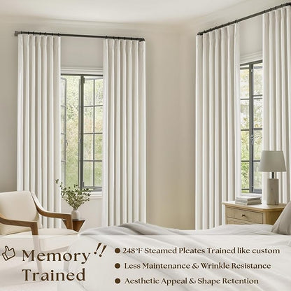 Pinch Pleated Linen Blackout 96 Inch Curtains - Image 2
