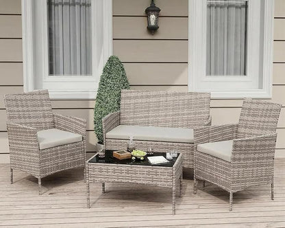 GarveeLife 4-Piece Patio Furniture Set, Rattan Outdoor Furniture by GarveeLife