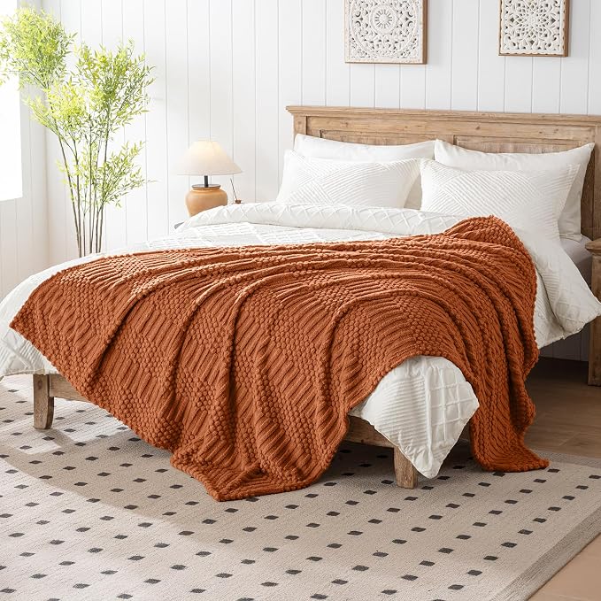 90x104 Inch Rust King Bed Blanket - Image 6