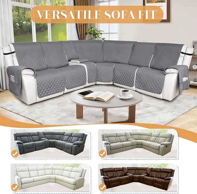 HDCAXKJ 100% Waterproof Reclining Sectional Couch Covers L Shape Recliner Sofa - Image 5