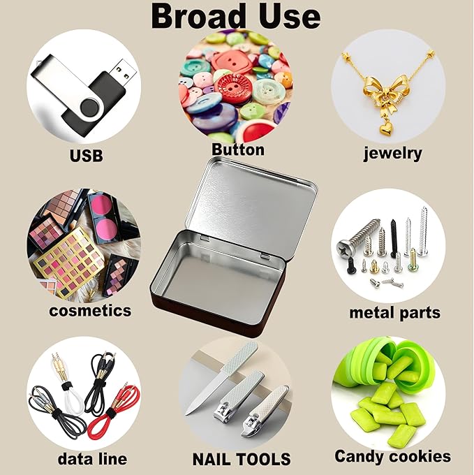 Small Metal Box With Lid-Cookie Tins Metal Tins With Lids Lens Wipes Storage Container Mini Portable Box,Empty Hinged Tin,For Organize Mint Candy Jar,Sewing Tools,DIY Gift Boxes(Black 20 Pcs)